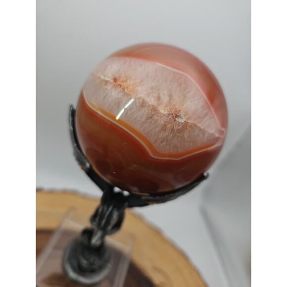 1.3lb 75mm Carnelian Quartz W/Dragon Stand - Picture 3 of 12